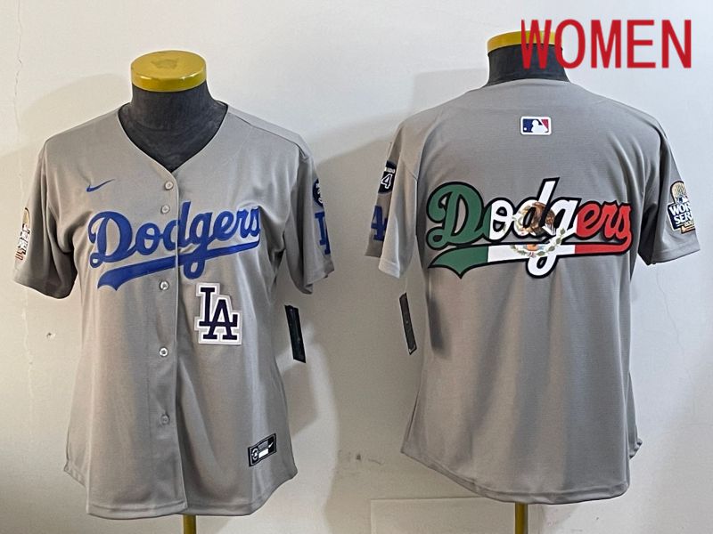 Women Los Angeles Dodgers Blank Grey Game 2024 Nike MLB Jersey style 12056->women mlb jersey->Women Jersey